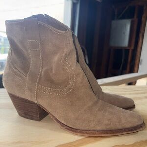 Dolce Vita Suede Ankle Booties in Light Brown - Side Zip